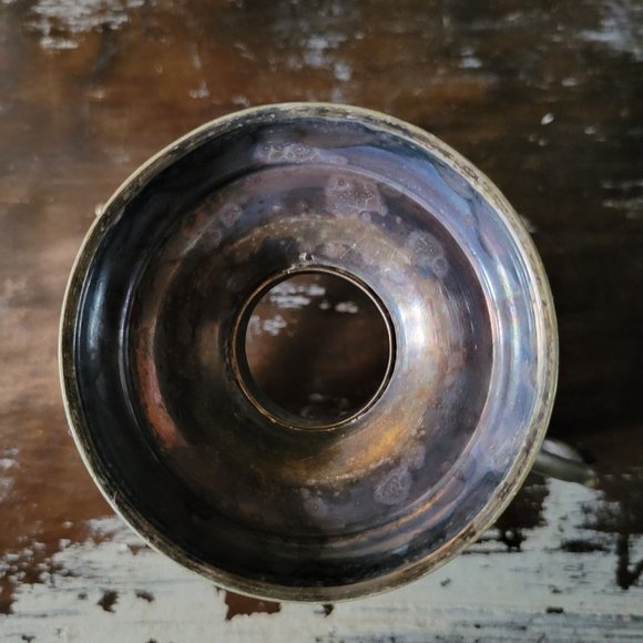 Vintage Pierced Pedestal Sugar Bowl /Blue Glass Liner, Dragons and Crest - Picture 10 of 10